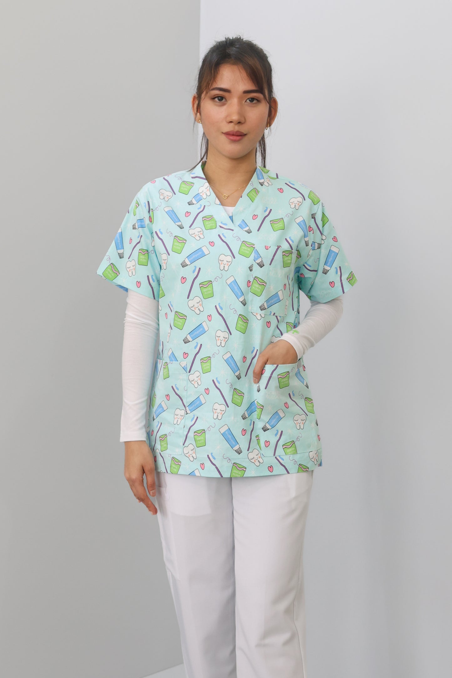 S&C Dental Printed Scrub Top