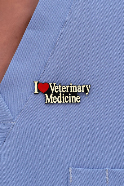 I Love Veterinary Medicine Pin